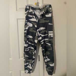 Black and White cargo pants, thin material